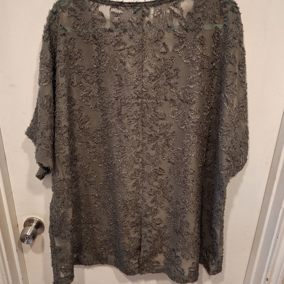 Avenue NWT Forest Khaki Sheer Floral Burnout Top  22/24 Casual Work Event Artsy - Picture 8 of 8